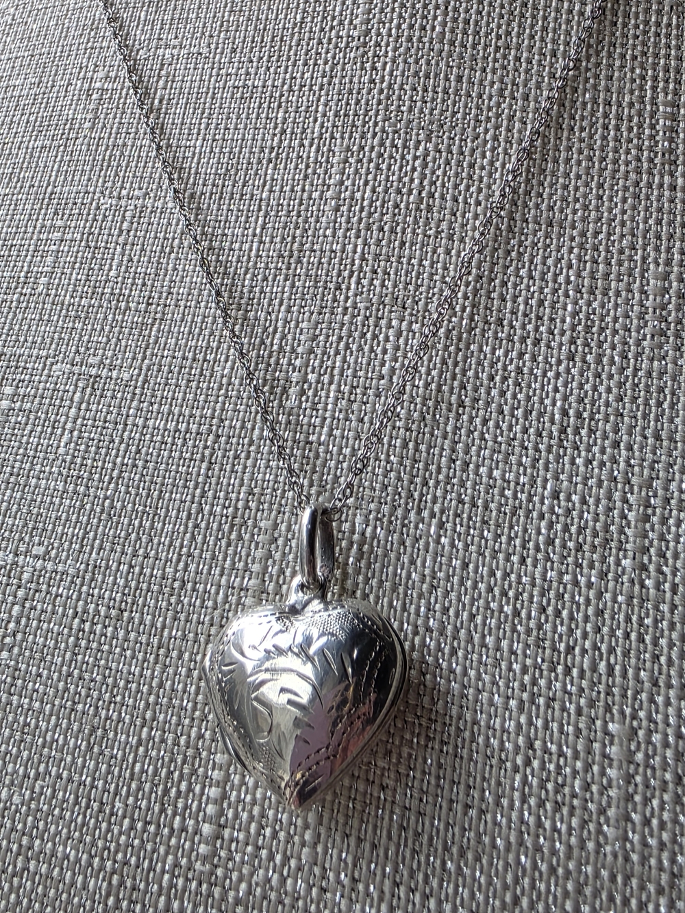 Vintage 925 Sterling Silver Ornate Puffy Heart Pendant Necklace 18” - Picture 10 of 14